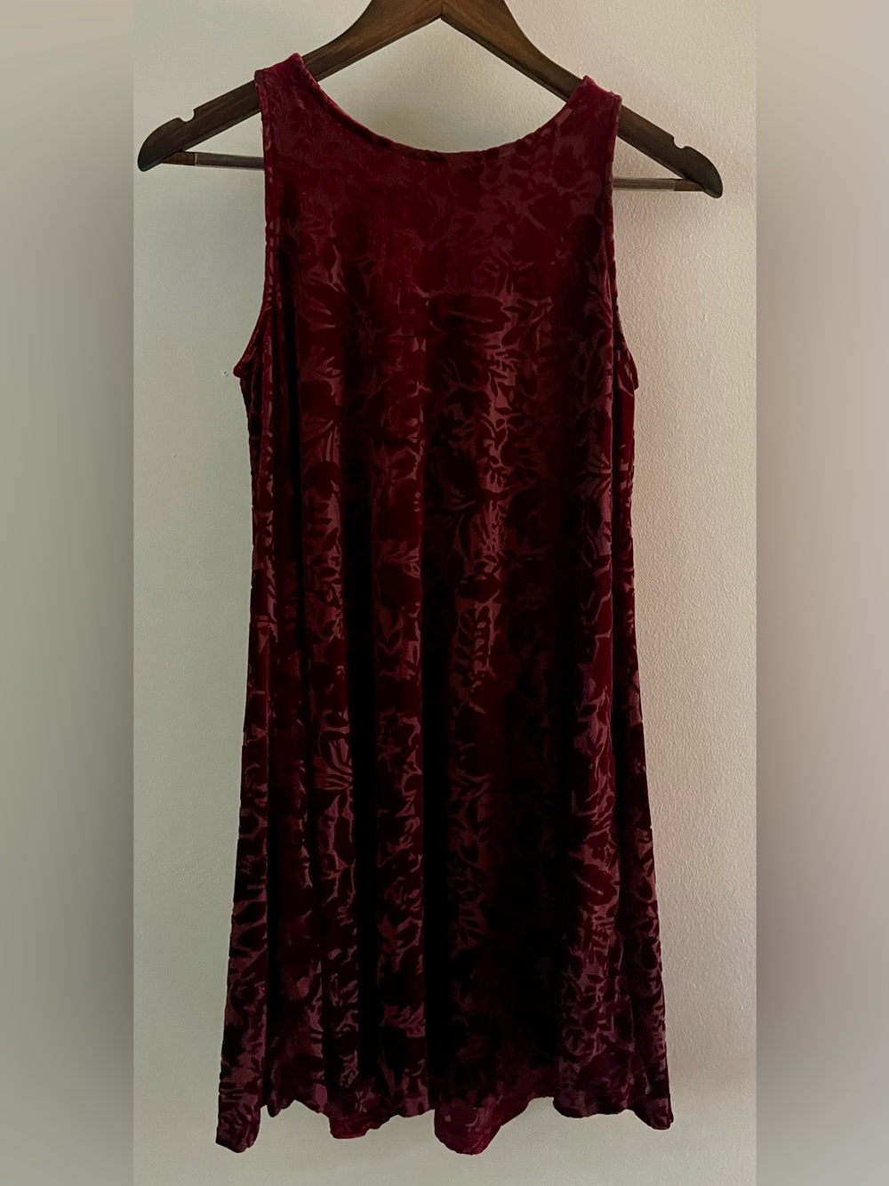 Velvet Burnout Floral Dress XS Whimsygoth Devore Mini Sleeveless Burgundy Wine